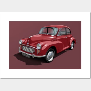 Morris Minor in maroon Posters and Art